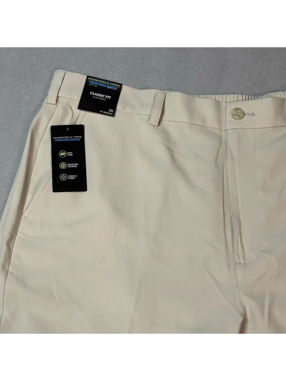 Roundtree & Yorke Performance Men’s Khaki Golf Shorts Size 36 Classic Fit Stretc - Picture 5 of 13